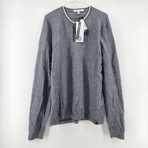 Threads 4 Thought Men's Navy Blue Large Charles Eco Double Knit Henley NWT